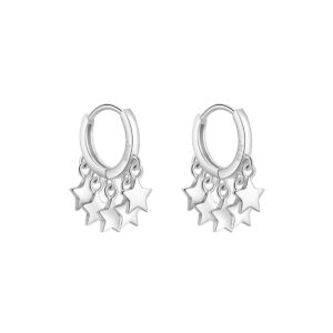 SLUYNZ 925 Sterling Silver Star Hoop Earrings for Women Shiny Star Earrings Hoop (A-Silver)