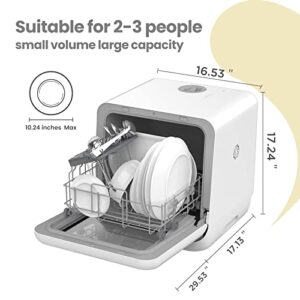 COMFEE' Countertop Dishwasher, Portable Dishwasher with 5L Built-in Water Tank, No Hookup Needed, 6 Programs, 360° Dual Spray, 192℉ Steam& Air-Dry Function, Mini Dishwasher for Apartments& RVs, White