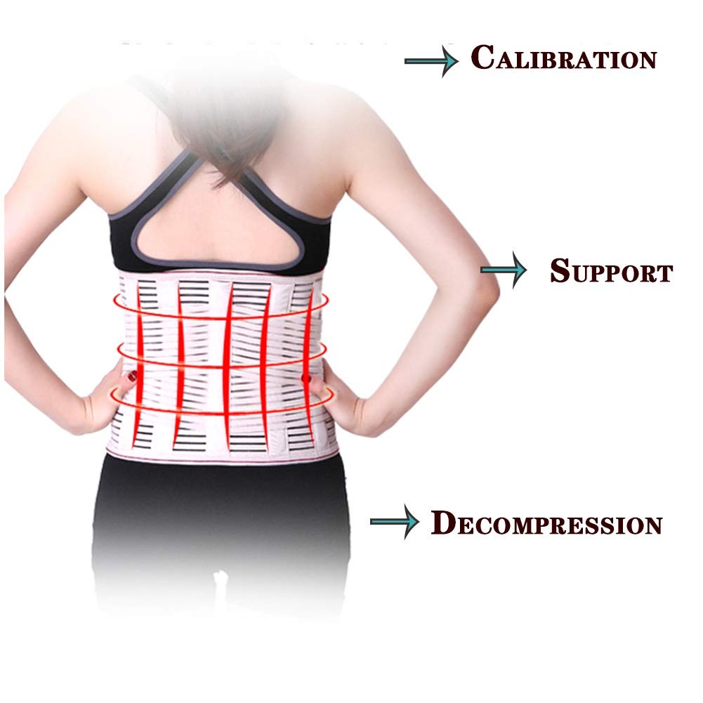 LSRRYD Back Support Belt Adjustable Neoprene Lumbar Support Belt Lower Back Lumbar Support Belt Brace for Pain Relief and Injury Prevention (Color : Beige, Size : M)