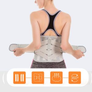 LSRRYD Adjustable Neoprene Back Support Belt Lumbar Support Brace for Pain Relief and Injury Prevention Lumbar Support Belt for Women Men for Back Pain Plus Size (Color : Gray, Size : XL)