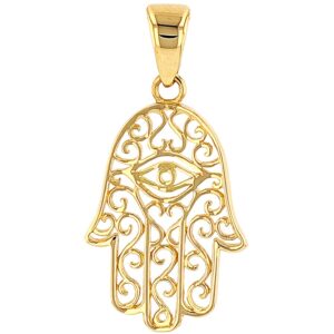 jewelry america solid 14k yellow gold filigree hamsa hand of fatima with evil eye charm pendant