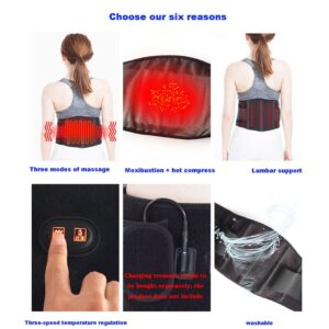 LSRRYD Heated Waist Belt Lower Back Support Belt Lumbar Support Belt for Pain Relief and Injury Prevention Double Adjustment(Without Power Bank)