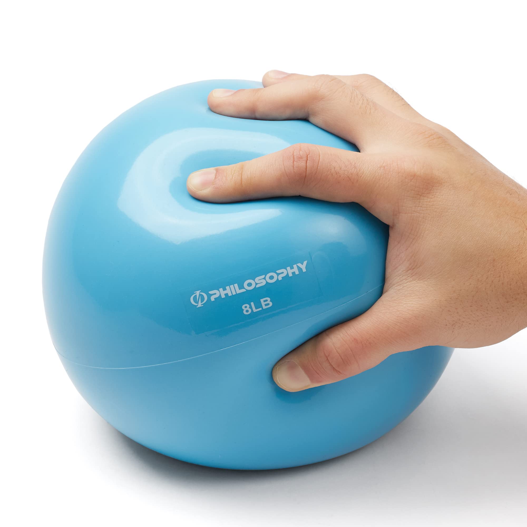 Philosophy Gym Toning Ball, 8 LB, Blue - Soft Weighted Mini Medicine Ball