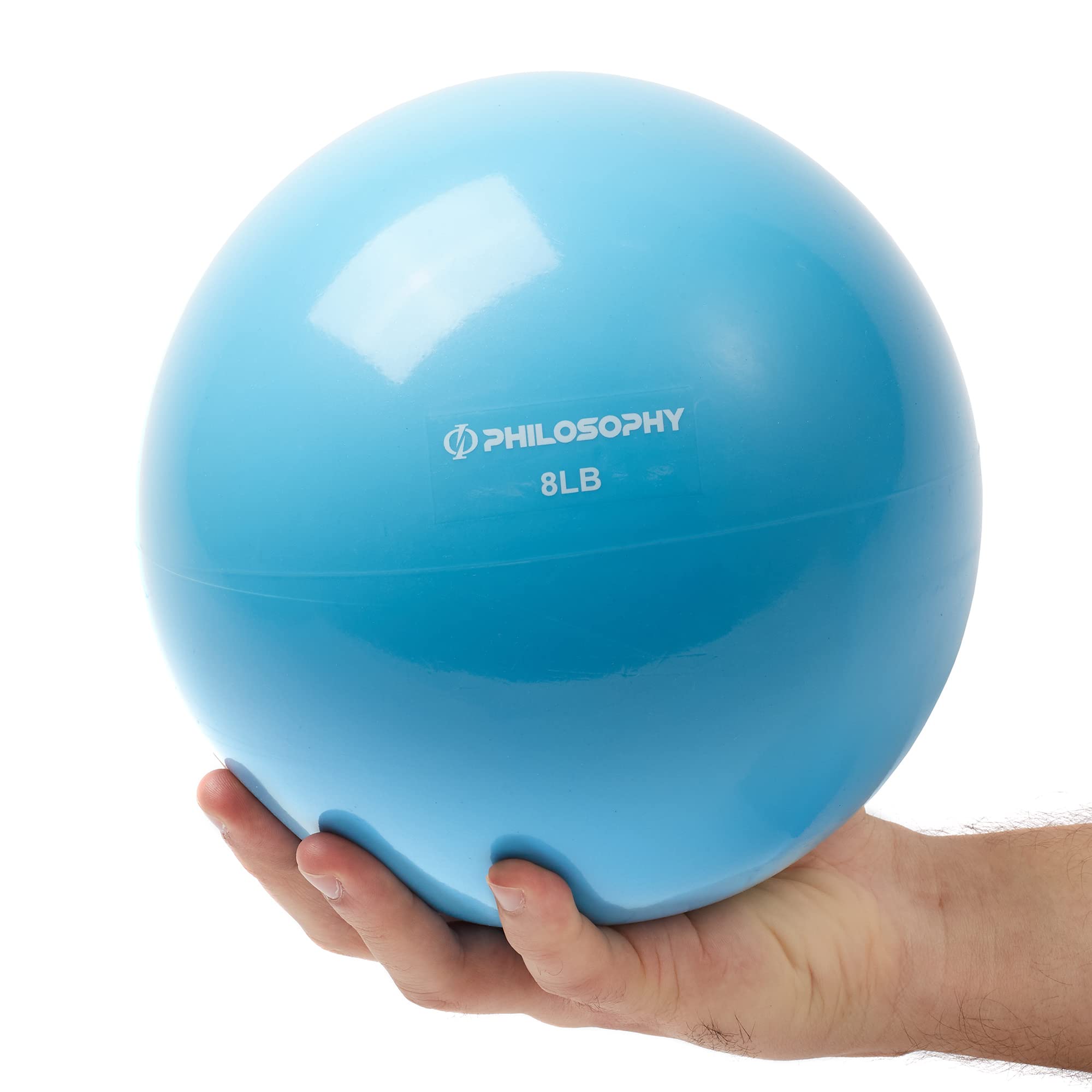 Philosophy Gym Toning Ball, 8 LB, Blue - Soft Weighted Mini Medicine Ball