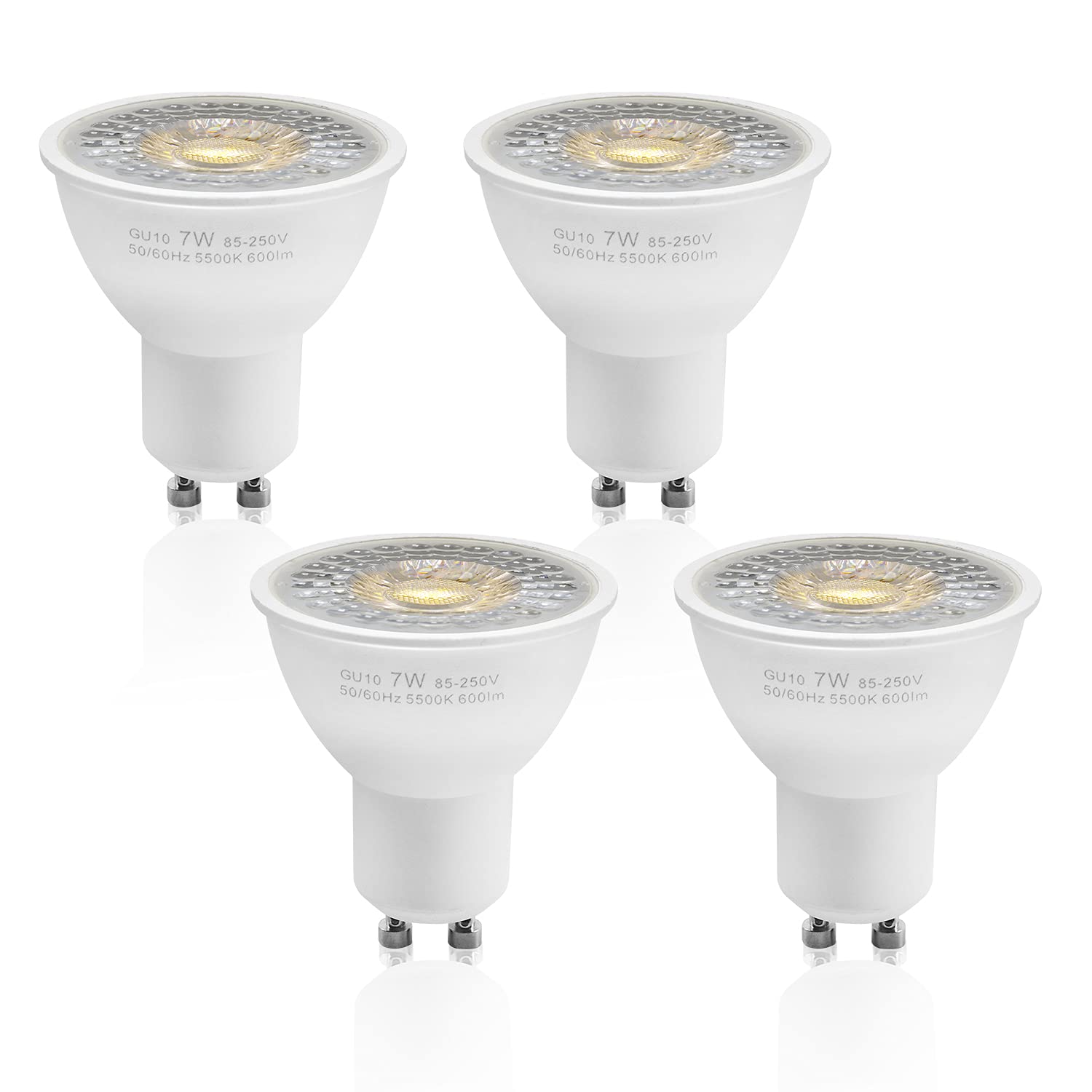 ETOPLIGHTING |4 Pack| LED 7 Watt 5500K GU10 Neutral White Shatterproof Indoor Power Saving Bright Light Bulb, APL2354