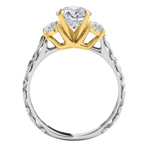 MauliJewels Diamond Rings | 0.5 Ct. Three Stone Real Engagement Ring for Women |4 Prong 14K Solid White Rose Yellow Two Tone Gold