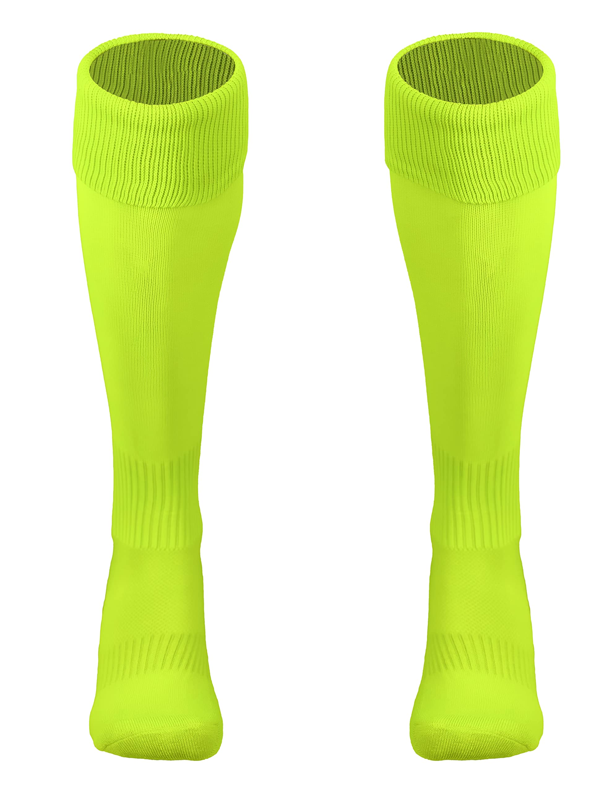 Just 4 Kicks Kid's Soccer Socks, Youth Solid Colors Soccer Socks (Neon Yellow)