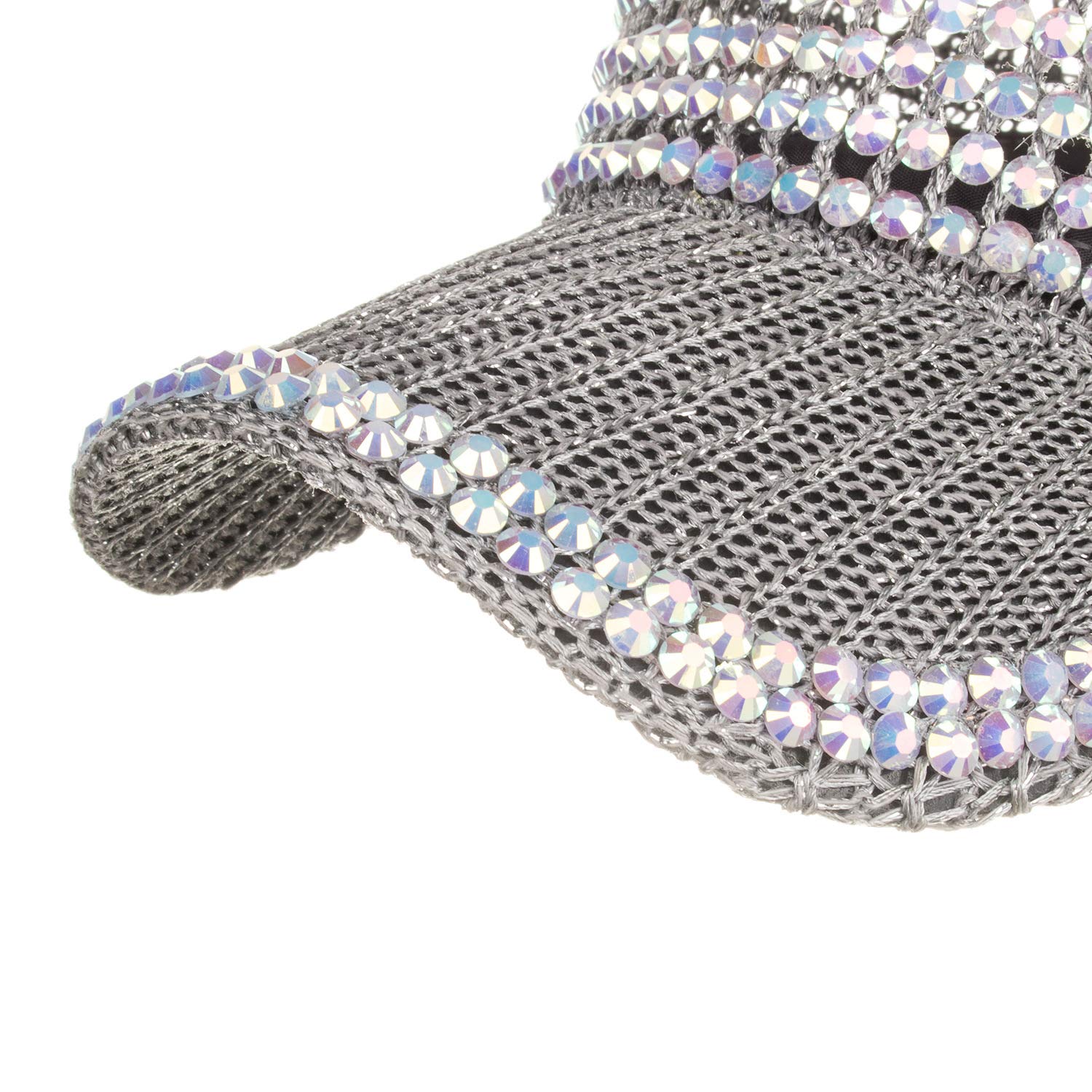 Women Men Studded Rhinestone Crystals Adjustable Ponytail Mesh Baseball Cap Shiny Bling Casual Sports Cap Breathable Sun Hat