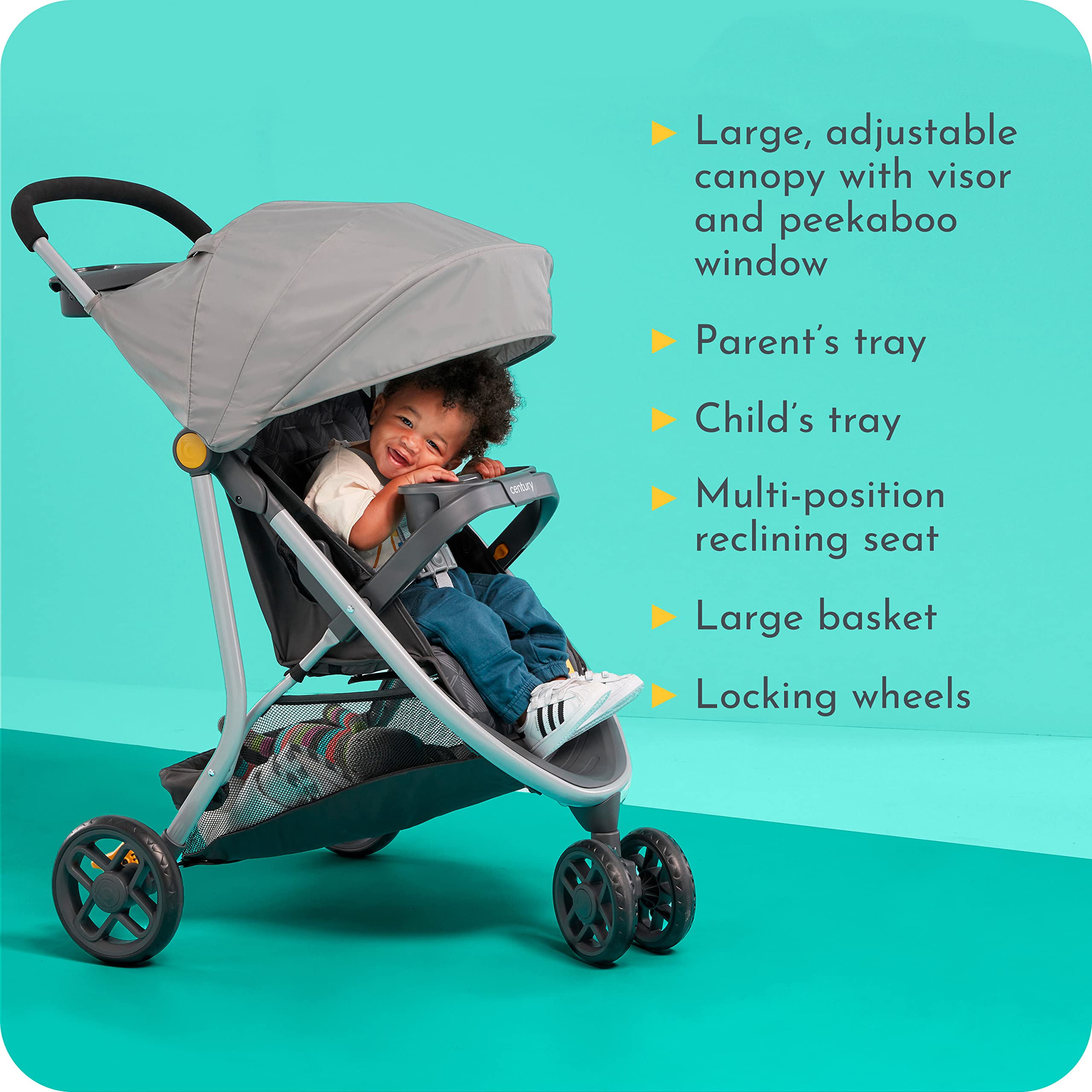 Century Stroll On 3-Wheel 2-in-1 Lightweight Travel System – Infant Car Seat and Stroller Combo