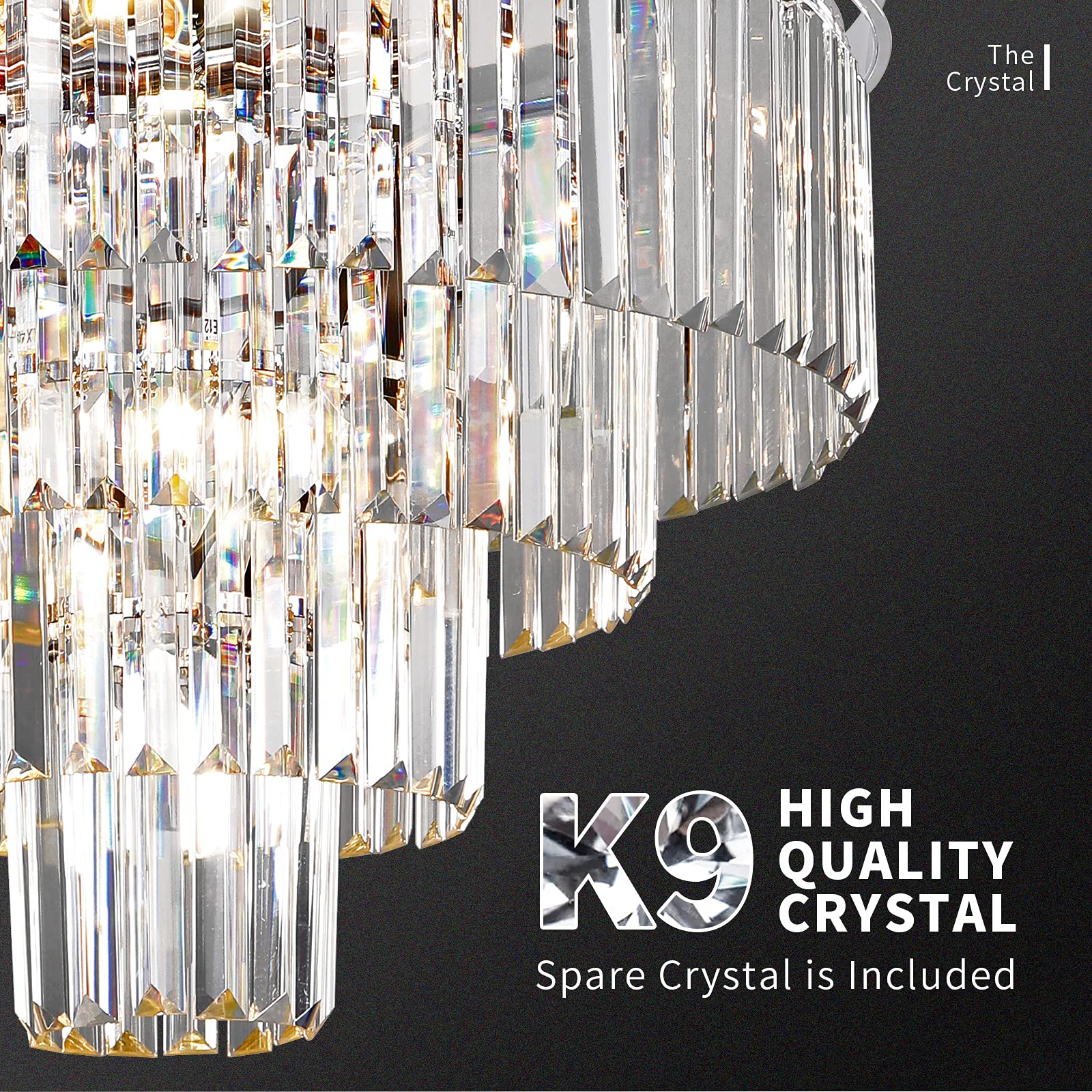 MarkDee Modern Chandeliers Crystal with Light, 11 Lights Chrome Crystal Chanderlier Lighting, 4-Tier Pendant Lights for Dining Room Living Room (23.62inch)…