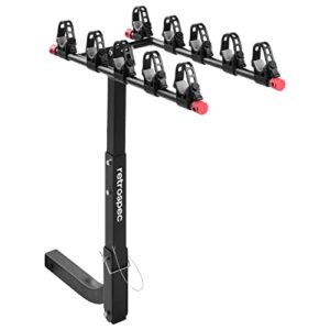 Retrospec Lenox 2-5 - Bike Hitch Rack for Cars, Trucks, SUVs with 2” Hitch | Foldable Steel Frame with Anti-Rattle Adapter, Tie Down Cradles and Straps - Fits Most Frames,Black