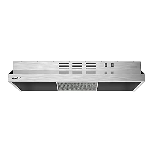 Comfee' CVU30W2AST 30 Inch Ducted Ductless Vent Durable Stainless Steel Kitchen Reusable Filter, 200 CFM, 2 Speed Exhaust Fan Under Cabinet Range Hood