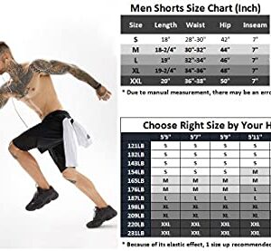 JWJ Men's 2 in 1 Workout Running Shorts 7 Inch Lightweight Athletic Gym Shorts with Compression Liner Black M