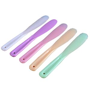 6pcs large plastic cosmetic spatula candy color reusable cosmetic mask mixing spoon scoops spatulas stick applicator beauty spa makeup tools for facial skin care diy mask mixing and sampling tool,