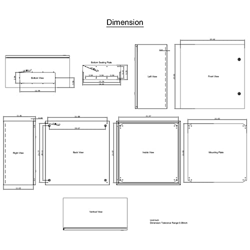 VEVOR NEMA Steel Enclosure, 24 x 24 x 12'' NEMA 4X Steel Electrical Box, IP66 Waterproof & Dustproof, Outdoor/Indoor Electrical Junction Box, with Mounting Plate