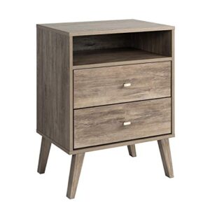 Prepac Milo 6-Drawer Dresser, Drifted Gray & Milo 2-Drawer Tall Nightstand with Open Shelf, Drifted Gray