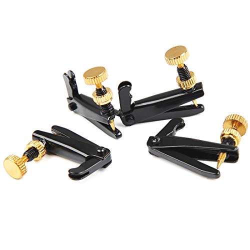 KAIY Violin Fine Tuners for 4/4-3/4 Violin, Stainless Metal String Spinner Adjuster, Nickel Plated Anti Rust, 4 Pcs Black/Gold