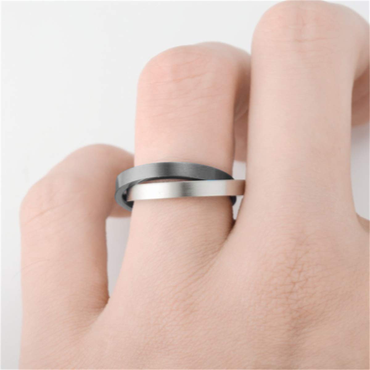 Nanafast 3 PCS Anxiety Spinner Ring Stainless Steel Spinner Band Ring Fidget Rings for Women Men Relieving Stress Anxiety Rings Set black 6