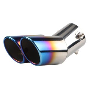 Exhaust Tips Stainless Steel Car Exhaust Tail Pipe Double Oblique Outlet End Pipe Paint Blue Dual Exhaust Tip Inlet 2.3 Inch Outlet 2.4 Inch