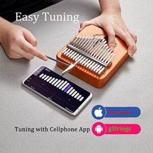 TienClef Kalimba Thumb Piano 17 Keys with Engraved Notes Deer Pattern Handhold Cute Finger Piano Mabogany Solid Wood Portable Musical Instrument with Music Book for Kids Adult Beginner (Gradual Blue)