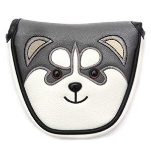 SEACLOUD Golf Driver Head Cover Lovely Husky Cartoon Animal PU Leather Mallet Headcover Dustproof Covers