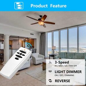 HD6 Replacement for Hampton Bay Hunter Ceiling Fan Remote Control, w/Reverse Light Dimmer 3-Speed Wall Mount, Replace UC7078T CHQ8BT7078T CHQ7078T L3HMAY97FANHD L3H2003FANHD Fan-HD(Remote Only)