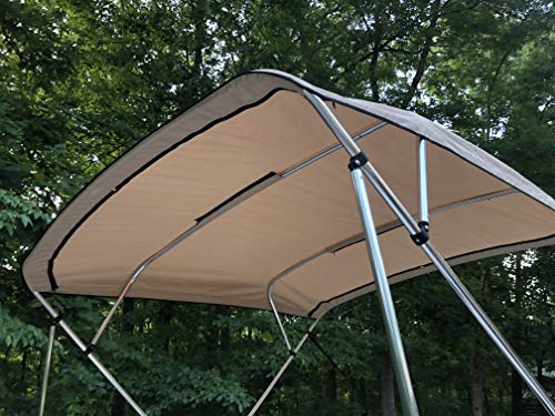 Replacement Bimini Top Canvas with Boot, Beige, 10' Long x 8.5' Wide, 16oz, by Cypress Rowe Outfitters, 4 Bow, fits 97"-103" Width