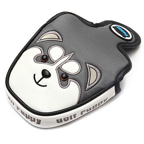 SEACLOUD Golf Driver Head Cover Lovely Husky Cartoon Animal PU Leather Mallet Headcover Dustproof Covers