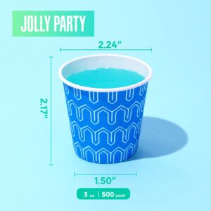 [500Pack ] 3 oz Paper Cups, Small Mouthwash Cups, Disposable Bathroom Cups, Paper Cups for Party, Picnic, BBQ, Travel, and Event, Assorted Blue Pattern