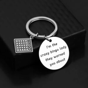 Gzrlyf Bingo Lovers Gifts Keychain Funny Bingo Gifts for Bingo Players I’m the Crazy Bingo Lady They Warned You about (Keychain)