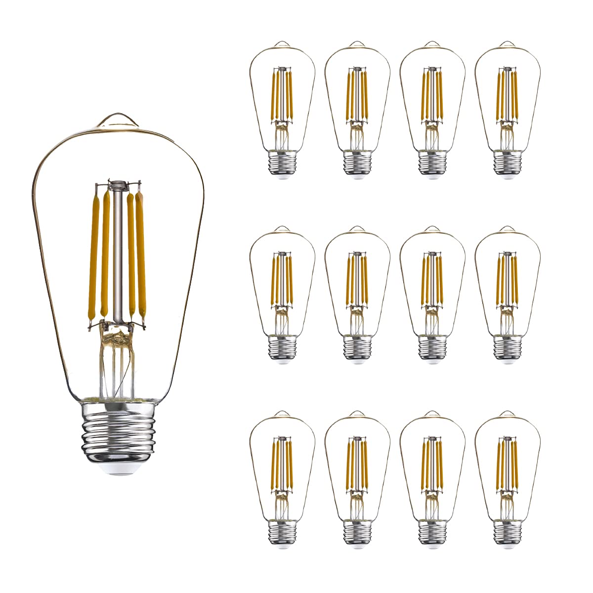 winsaLED Light Bulbs 40 Watt, 2700K Soft Warm Light Bulbs, ST19 Edison Bulbs Design, LED 4W with 450lm Output, E26 Medium Base, High CRI 90+, Not dimmable, Pack of 12