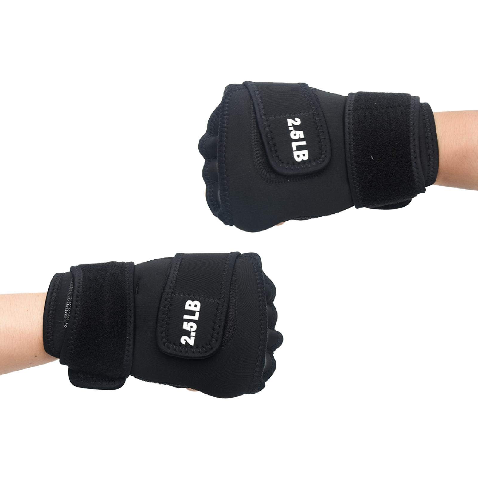 PURATEN Weighted Gloves 5lb(2.5lb Each), Soft Iron Fitness Gloves with Lengthen Wrist Strap for Gym Boxing, Taekwondo, Running Training, Washable