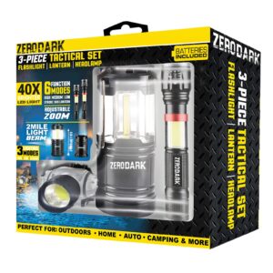 ZeroDark Flashlights Headlamp Lantern 3-Piece Set, Flashlight + Head Lamp + Camping Lantern Battery Powered LED High Lumens Camping Lights flashlights for Emergencies