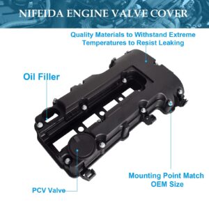 Nifeida 264-968 Engine Camshaft Valve Cover w/Gasket Bolts Oil Filler Cap for 2011-2019 Cadillac ELR Buick Encore Volt Sonic Trax Cruze Limited 1.4L Replace# 25198874 55573746 25198498 25198877