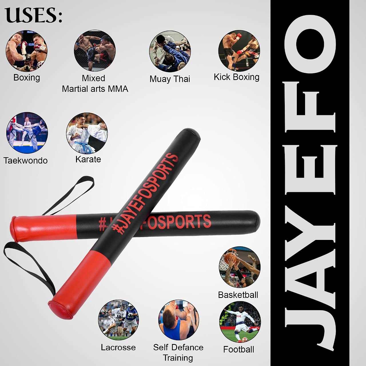 JAYEFO MMA Boxing Training Sticks (Black/RED)