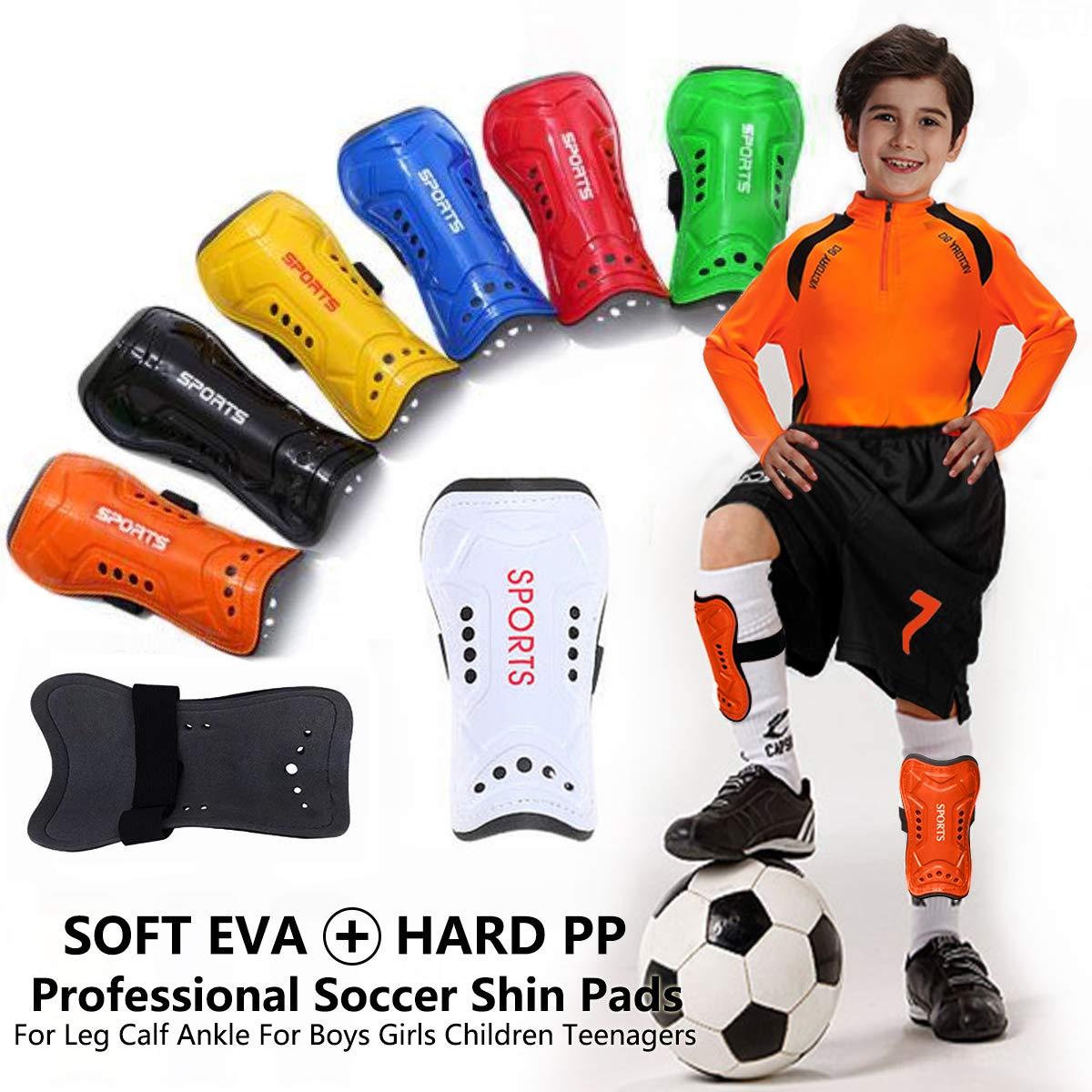 Youth Soccer Shin Guards for Kids Child Calf Protective Gear Soccer Equipment Soccer Shin Pads Calf Sleeves Protection for Boys Girls Kids Youth Toddler Children Teenagers Adult (Black, S 3'3-3'9)