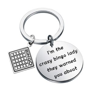 Gzrlyf Bingo Lovers Gifts Keychain Funny Bingo Gifts for Bingo Players I’m the Crazy Bingo Lady They Warned You about (Keychain)