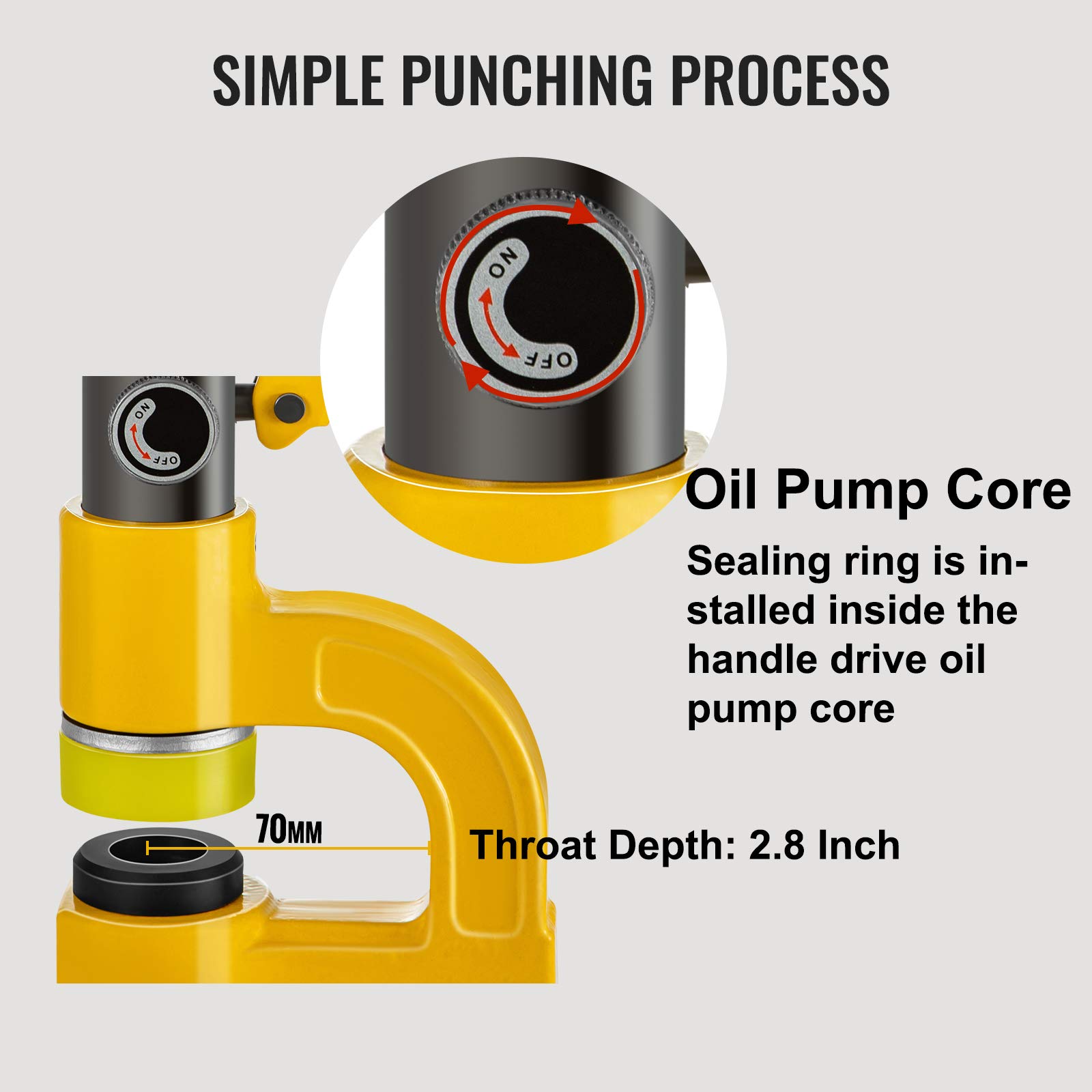 VEVOR Hydraulic Hole Punching Machine, 6 Ton Manual Hole Digger Punch, Portable Metal Hole Digger Hydraulic Punch Kit with 5 Punch Dies 0.63 to 0.98 Inch for Iron Stainless Steel Aluminum Plates