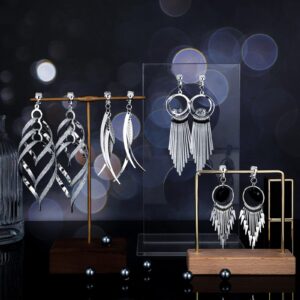 12 Pairs Clip on Drop Dangle Earrings Set Bohemian Tassel Pendant Clip Earrings Plated Ear Clips Non-Piercing Pendant Earrings for Women (Silver)