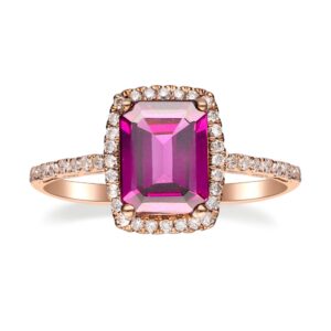 Gin & Grace 14K Rose Gold Purplish Pink Natural Garnet Diamond (I1) Wedding Statement Ring for Women