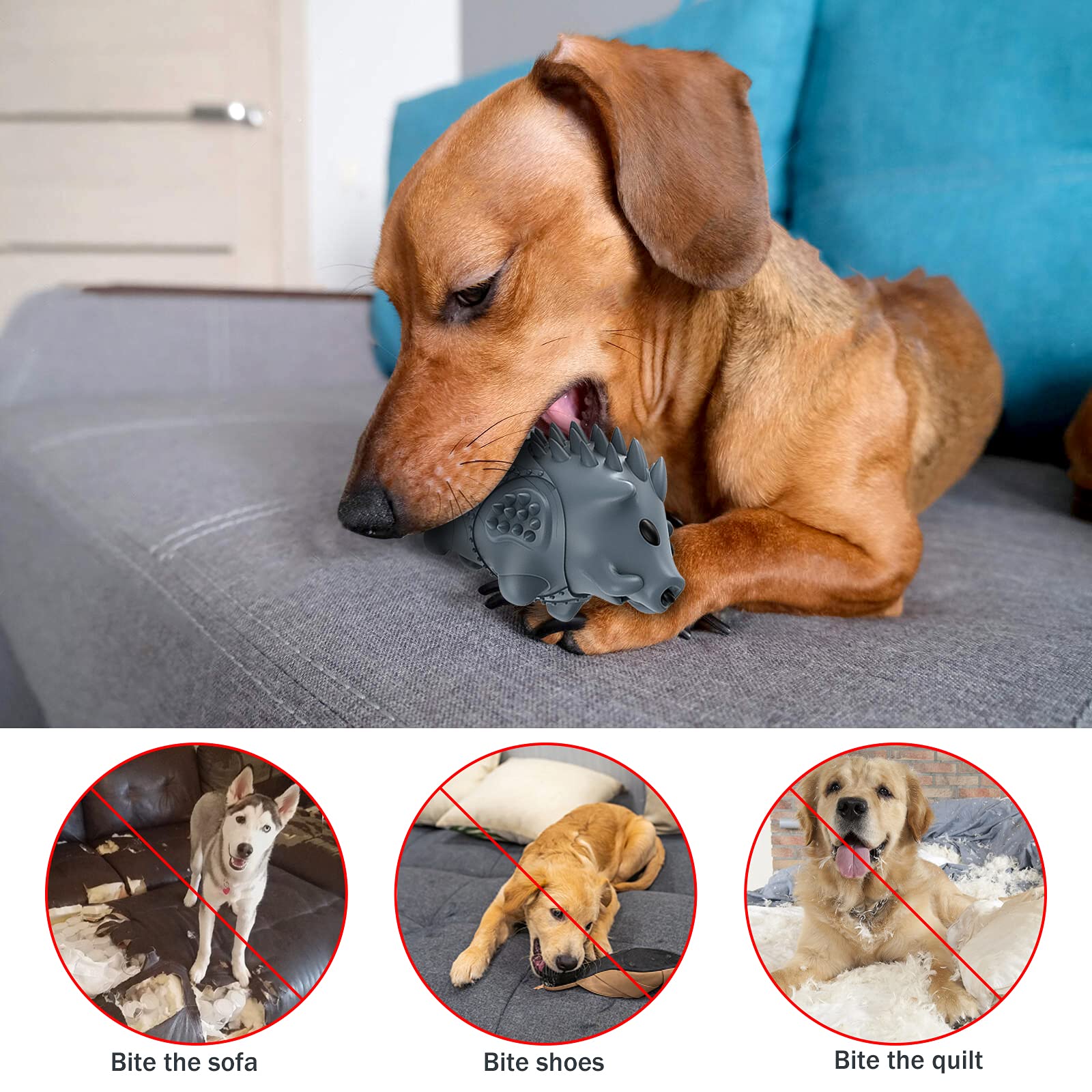 Homipooty Dog Chew Toys for Aggressive Chewers, Indestructible Dog Toys for Large Dogs Tough Durable Squeaky Interactive Dog Toys, Teeth Chew Toy for Meduium Large Breed Dog Birthday Toys