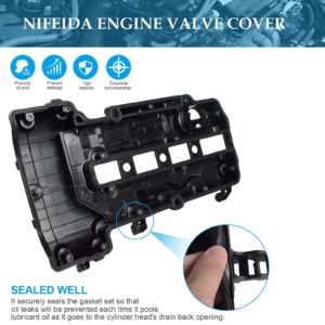 Nifeida 264-968 Engine Camshaft Valve Cover w/Gasket Bolts Oil Filler Cap for 2011-2019 Cadillac ELR Buick Encore Volt Sonic Trax Cruze Limited 1.4L Replace# 25198874 55573746 25198498 25198877