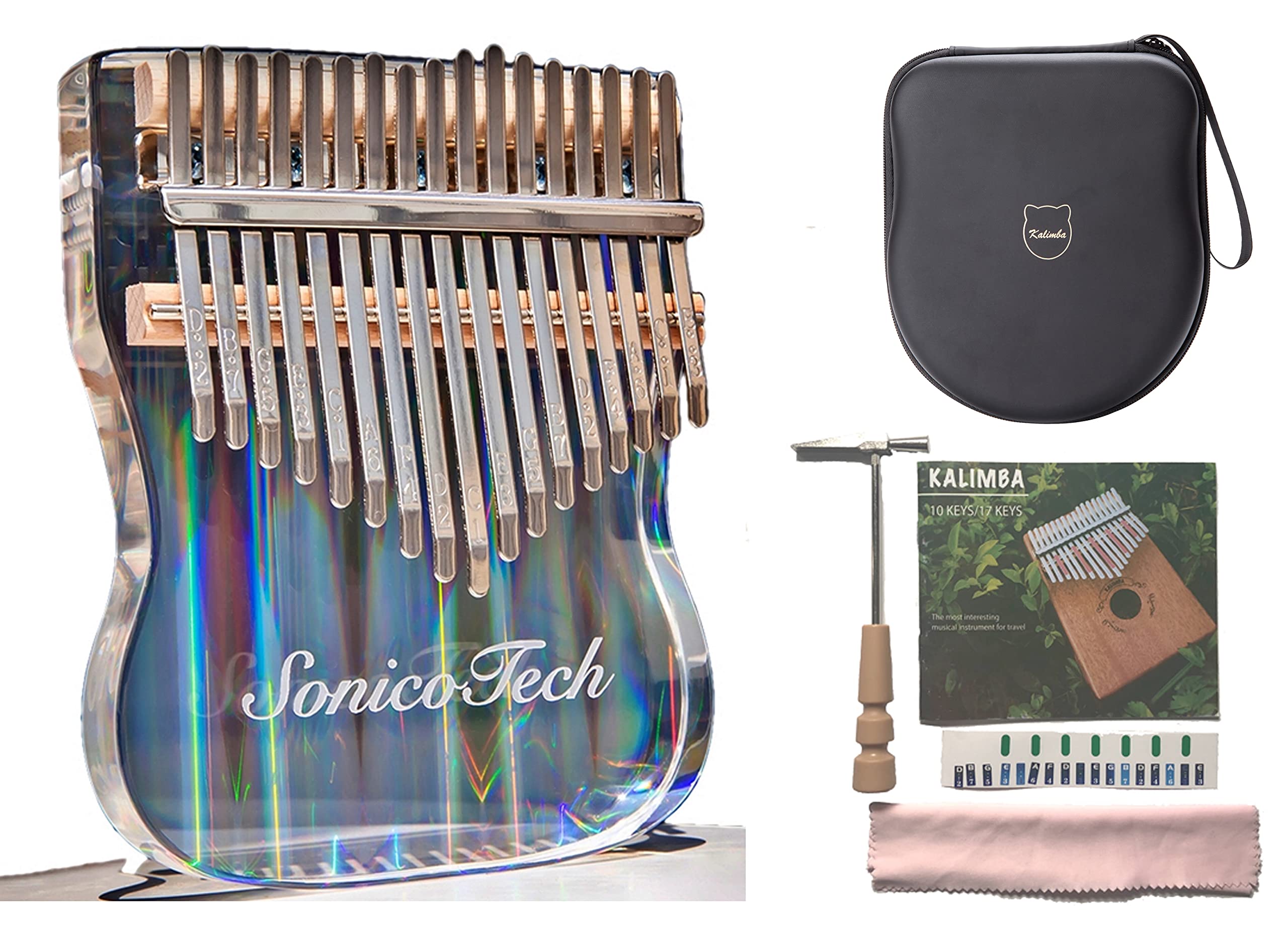 Kalimba Thumb Piano Rainbow Acrylic Kalimba Cute Kalimba 17 Keys Finger Piano Crystal Kalimba Hand Piano Marimba Instrument Sound Healing Instruments Meditation Instruments By SonicoTech (Rainbow)