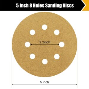 BOSHCRAFT 30 Pcs Sanding Discs, 60 Grit 5 Inch Sanding Disc 8 Holes Hook and Loop Sandpaper Orbital Sander Sandpaper for Woodworking Metalworking Random Orbital Sander Plaster Painted Surfaces Fillers