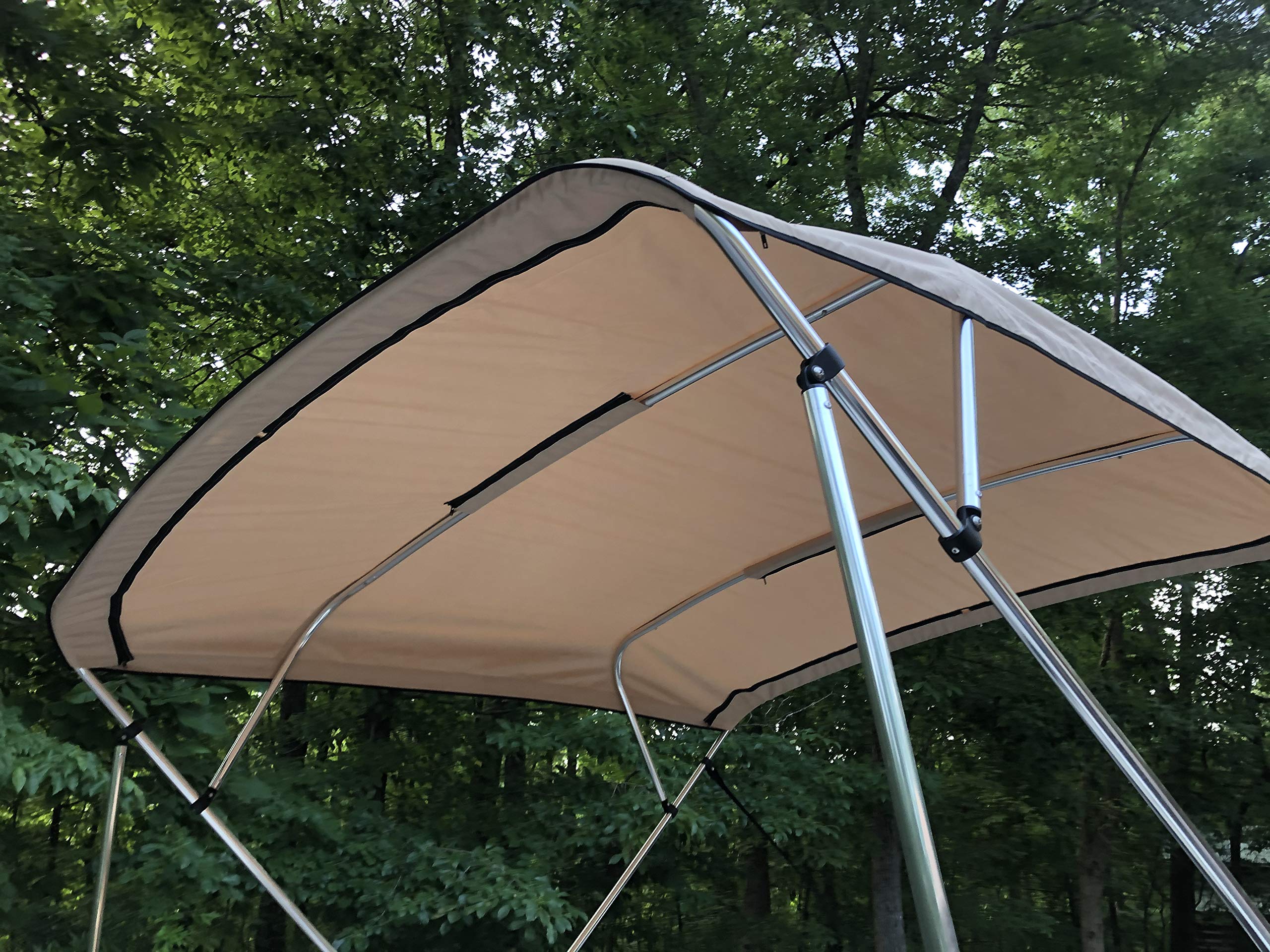 Replacement Bimini Top Canvas with Boot, Beige, 9' Long x 8.5' Wide, 16oz, by Cypress Rowe Outfitters, 4 Bow, fits 97-103" Wide