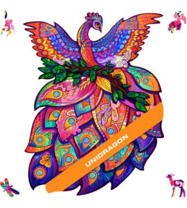 unidragon original wooden jigsaw puzzles - fairy bird, 107 pieces, small size 7.1 x 9.1, beautiful gift package, unique shape best gift for adults and kids