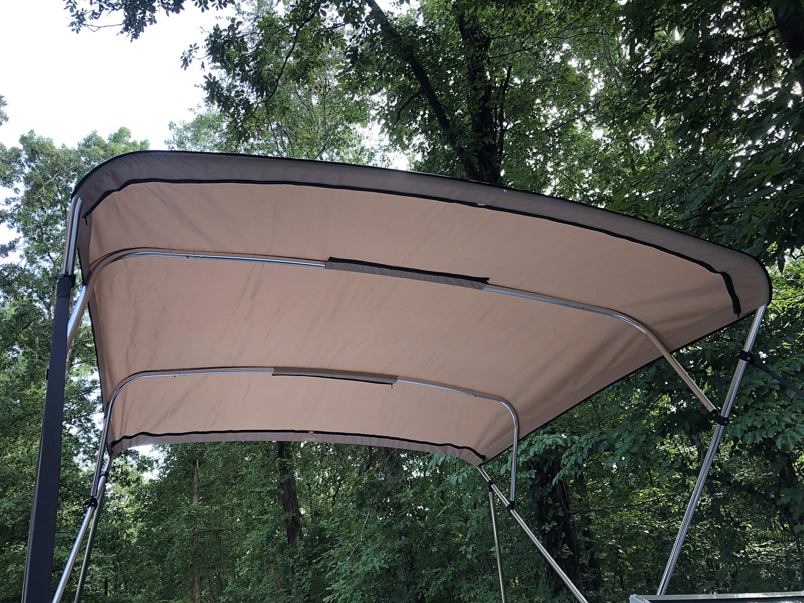 Replacement Bimini Top Canvas with Boot, Beige, 9' Long x 8.5' Wide, 16oz, by Cypress Rowe Outfitters, 4 Bow, fits 97-103" Wide