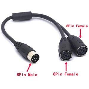 PIIHUSW MIDI Splitter 8 Pin DIN Y Adapter Cable 1 Male to 2 Female Din Plug Large Size (25cm)