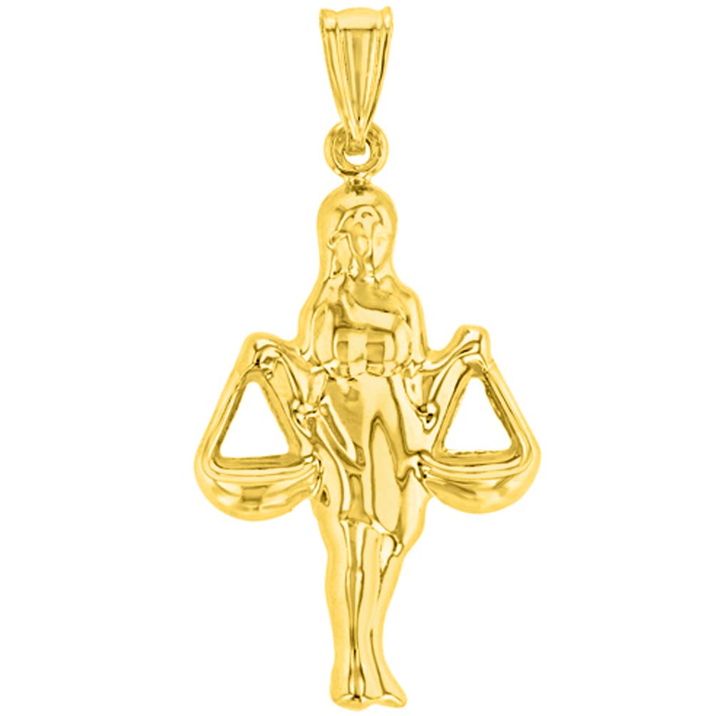 Jewelry America High Polish 14k Yellow Gold 3D Libra Zodiac Sign Charm Balance Scale Pendant