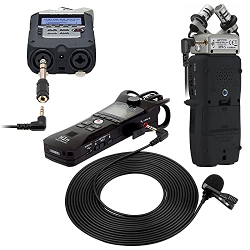 weishan Lav Microphone Replacement for Zoom H6 H4N H1N H1 Pro H5 H2N, TASCAM DR-05X DR-07X DR-05 Portable Recorder - 3.5mm Lavalier Mic 12ft